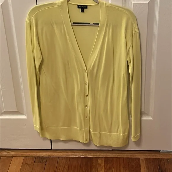 Talbots Soft Yellow-Green Cardigan Sweater/Size XS/Cotton and Rayon with tee. - Picture 2 of 6